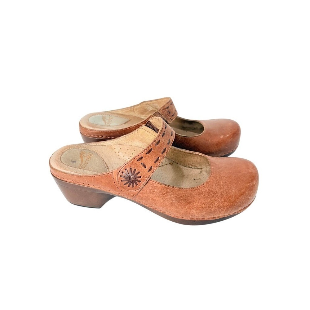 Dansko Women 41 Brown‎ Leather Mary Jane Clog Mule 9814747700 Stitched Strap